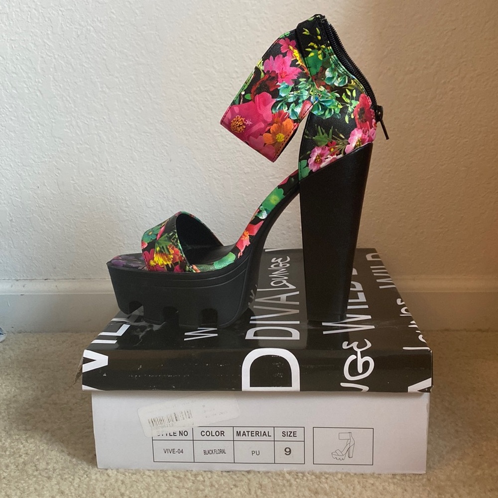 Black Floral Platforms